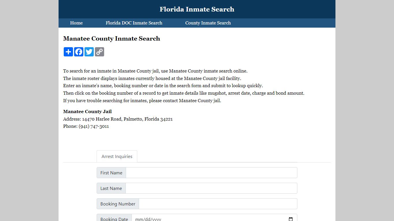 Manatee County Inmate Search